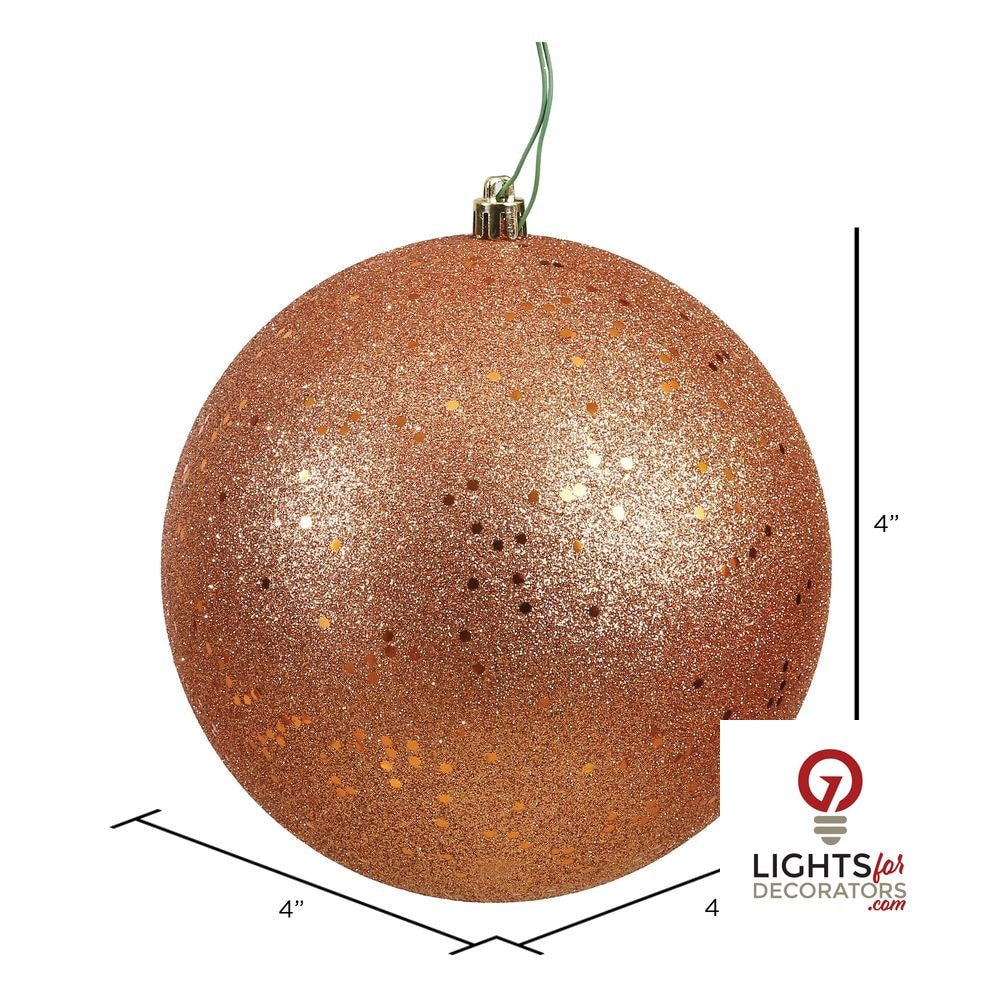 6" Shatterproof Ball Ornament - Rose Gold - Pearl - UV Treated - Set of 4 — alternate view