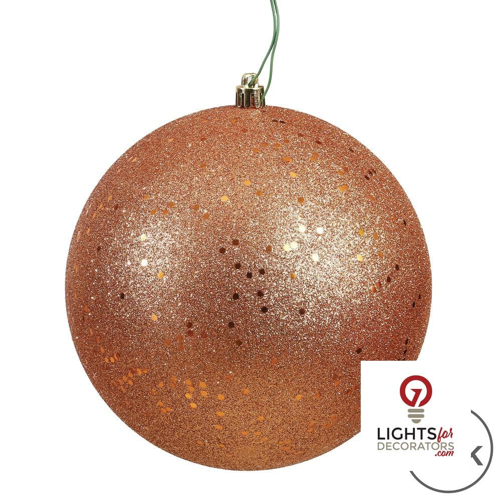 6" Shatterproof Ball Ornament - Rose Gold - Pearl - UV Treated - Set of 4 — alternate view
