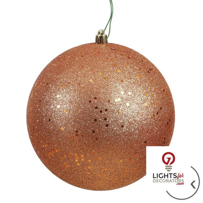 6" Shatterproof Ball Ornament - Rose Gold - Pearl - UV Treated - Set of 4 — alternate view
