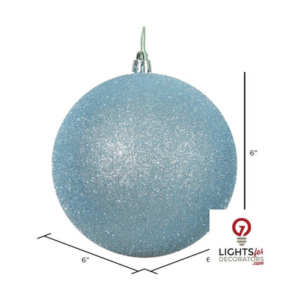 6" Shatterproof Ball Ornament - Baby Blue - Glitter - Set of 4 — alternate view