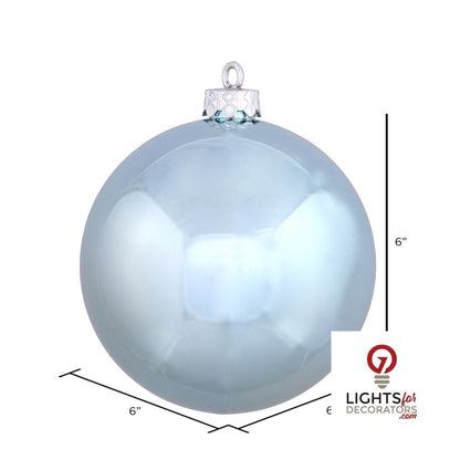 6" Shatterproof Ball Ornament - Baby Blue - Shiny - UV Treated - Set of 4 — alternate view