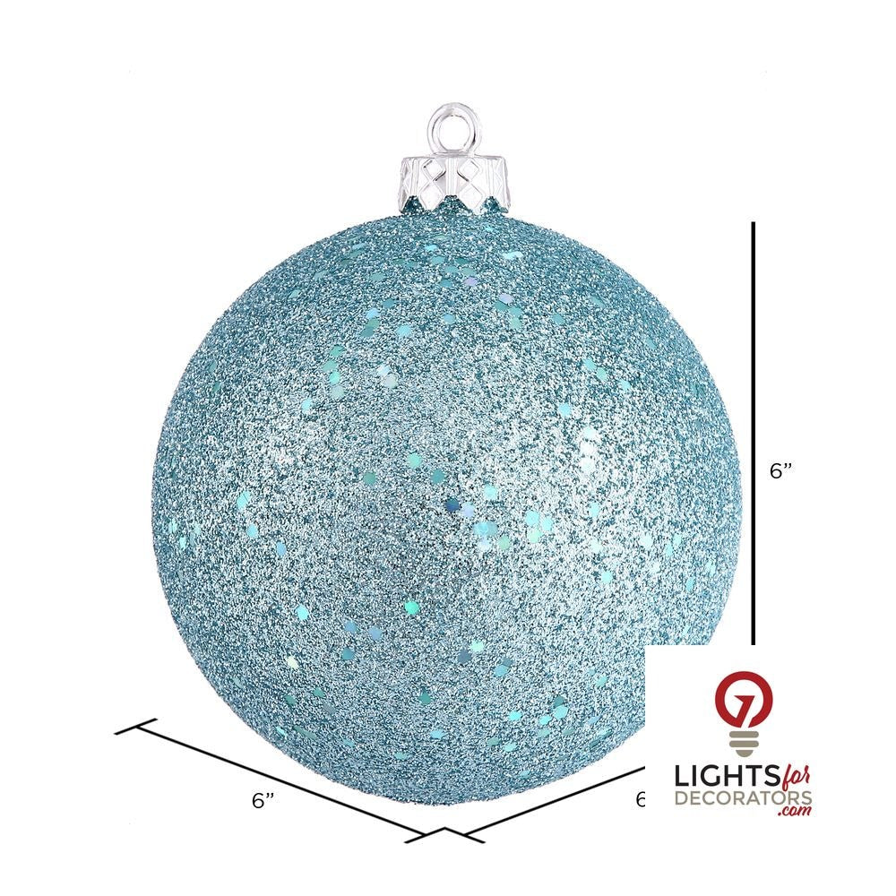 6" Shatterproof Ball Ornament - Baby Blue - Sequin - Set of 4 — alternate view