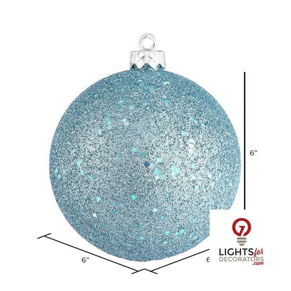 6" Shatterproof Ball Ornament - Baby Blue - Sequin - Set of 4 — alternate view