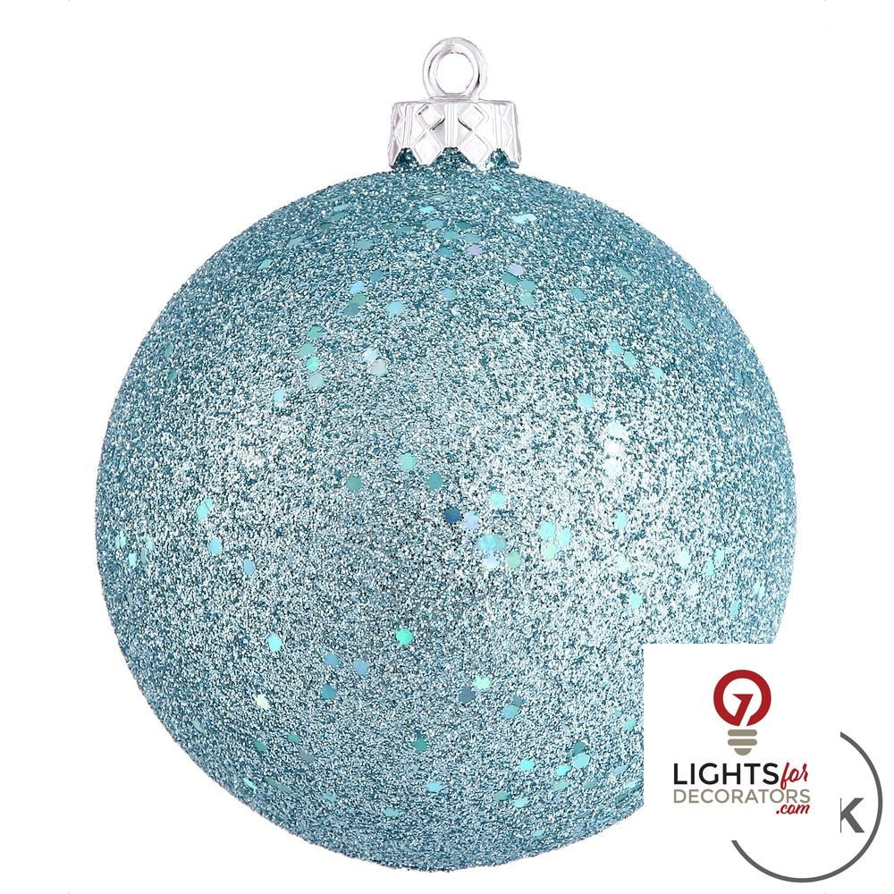 6" Shatterproof Ball Ornament - Baby Blue - Sequin - Set of 4 — alternate view