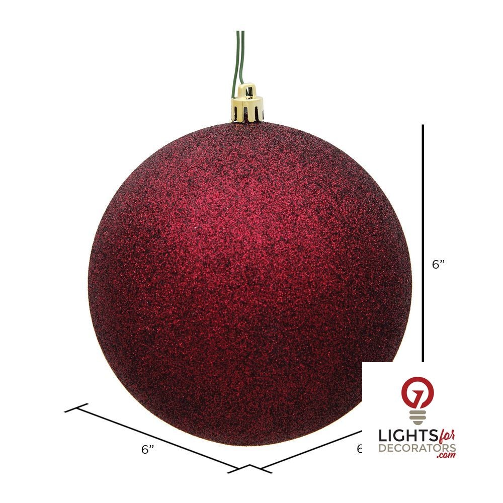 6" Shatterproof Ball Ornament - Burgundy - Sequin - Set of 4 — alternate view