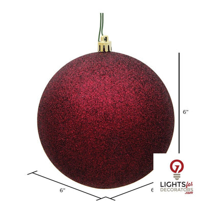 6" Shatterproof Ball Ornament - Burgundy - Sequin - Set of 4 — alternate view