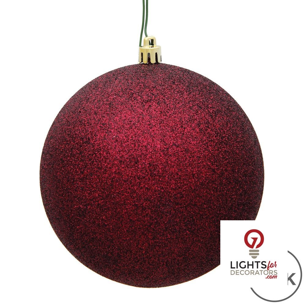 6" Shatterproof Ball Ornament - Burgundy - Sequin - Set of 4 — alternate view