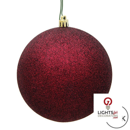 6" Shatterproof Ball Ornament - Burgundy - Sequin - Set of 4 — alternate view