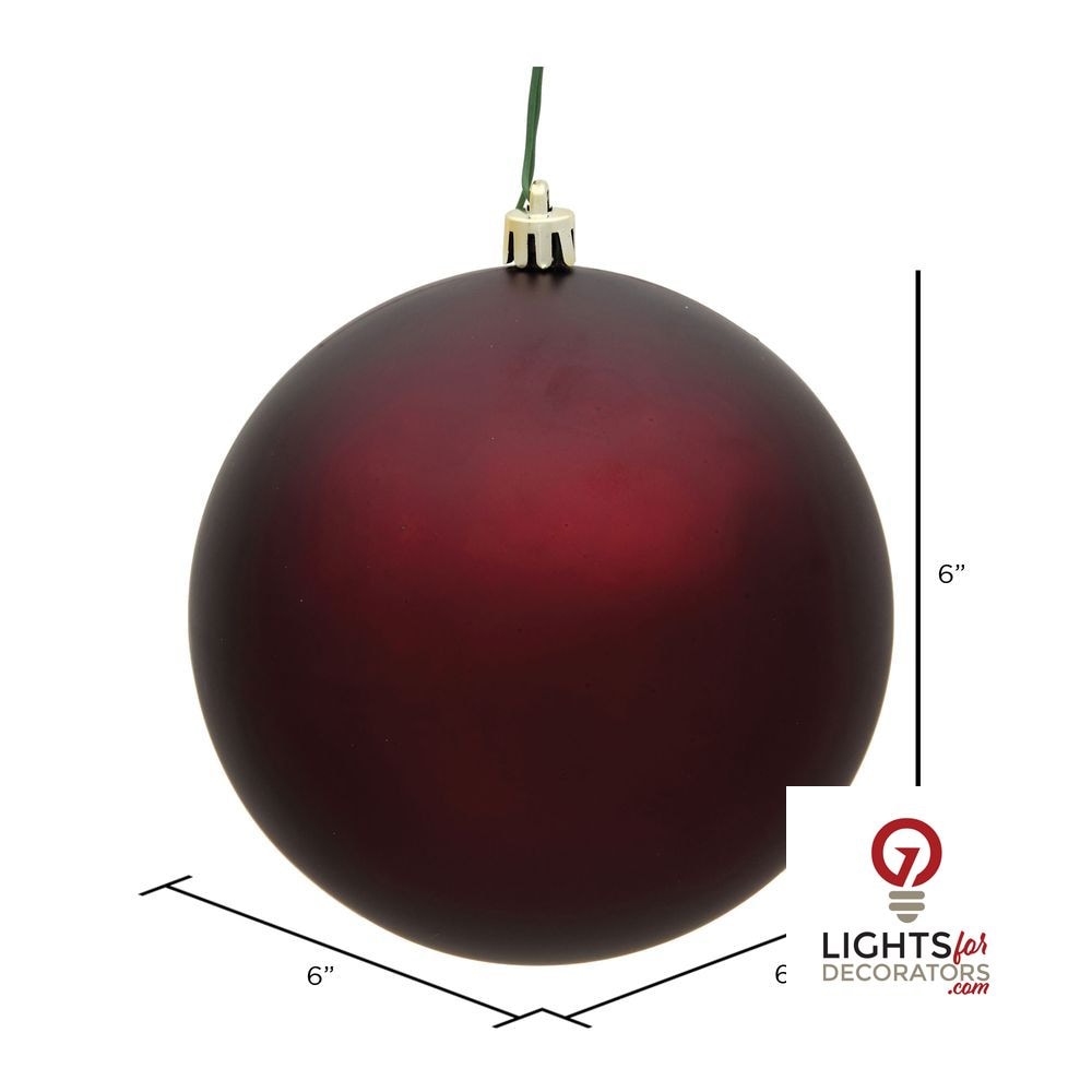 8" Shatterproof Ball Ornament - Burgundy - Candy - UV Treated — alternate view