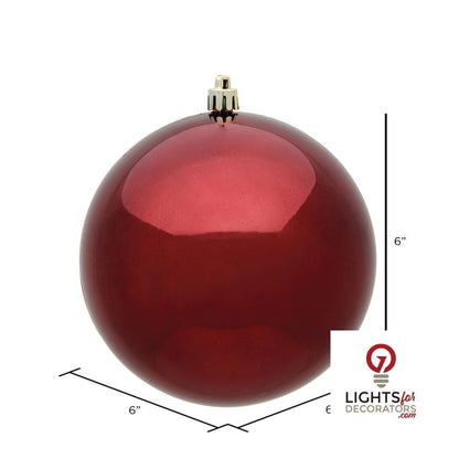 8" Shatterproof Ball Ornament - Burgundy - Matte - UV Treated — alternate view