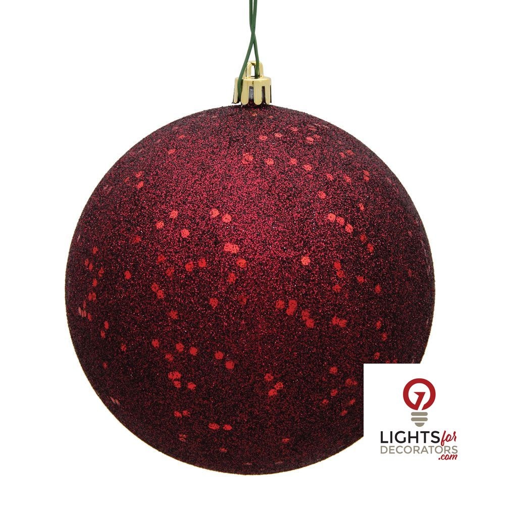 8" Shatterproof Ball Ornament - Burgundy - Pearl - UV Treated
