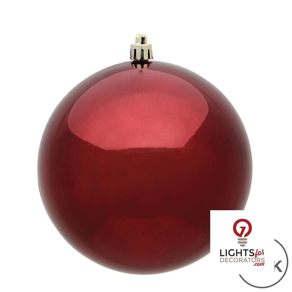 8" Shatterproof Ball Ornament - Burgundy - Matte - UV Treated — alternate view
