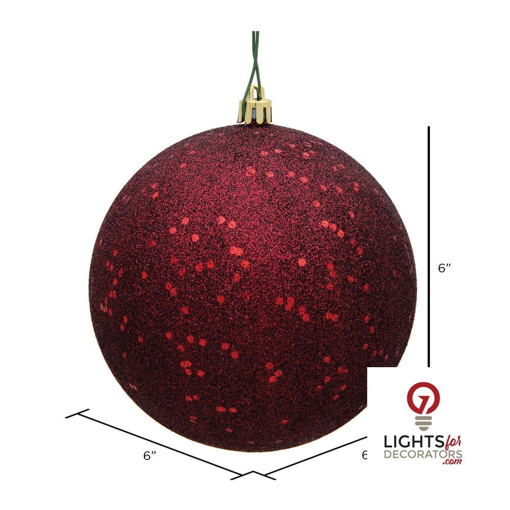 8" Shatterproof Ball Ornament - Burgundy - Pearl - UV Treated — alternate view