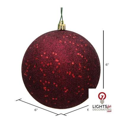 8" Shatterproof Ball Ornament - Burgundy - Pearl - UV Treated — alternate view