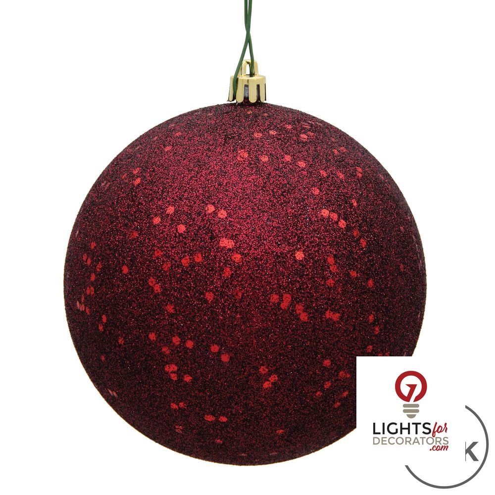 8" Shatterproof Ball Ornament - Burgundy - Pearl - UV Treated — alternate view