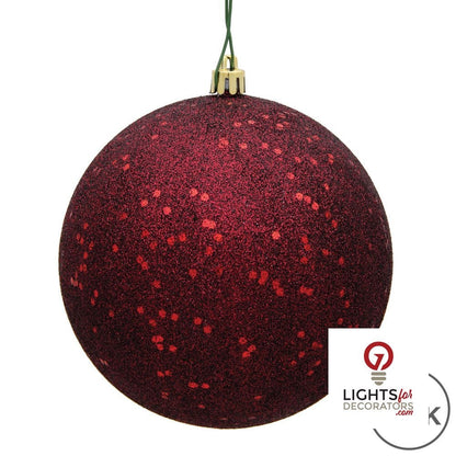 8" Shatterproof Ball Ornament - Burgundy - Pearl - UV Treated — alternate view