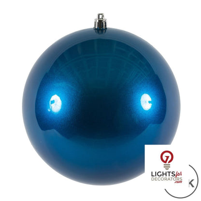 6" Shatterproof Ball Ornament - Blue - Candy - UV Treated - Set of 4 — alternate view