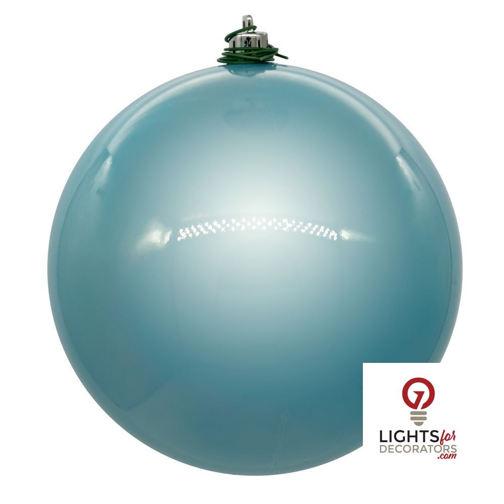 6" Shatterproof Ball Ornament - Baby Blue - Pearl - UV Treated - Set of 4