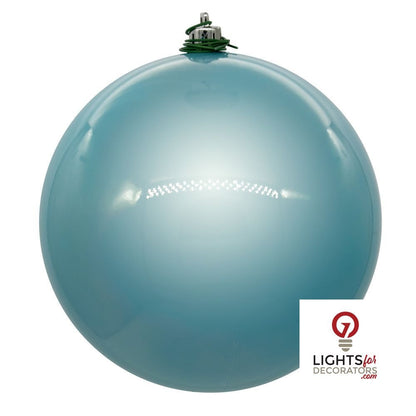 6" Shatterproof Ball Ornament - Baby Blue - Pearl - UV Treated - Set of 4