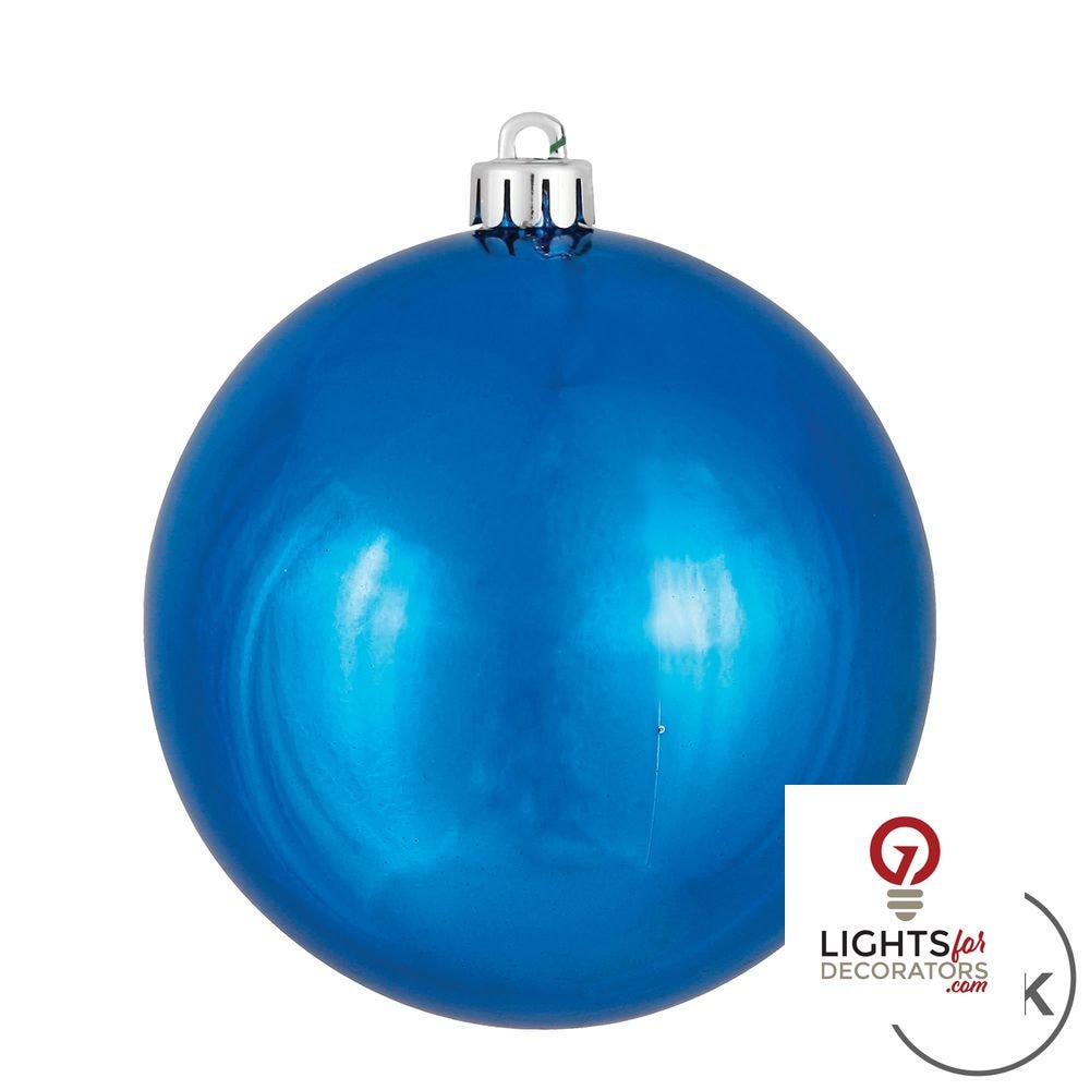 6" Shatterproof Ball Ornament - Blue - Shiny - UV Treated - Set of 4 — alternate view