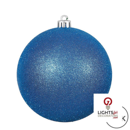 6" Shatterproof Ball Ornament - Blue - Glitter - Set of 4 — alternate view