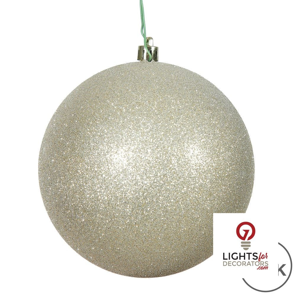 6" Shatterproof Ball Ornament - Champagne - Sequin - Set of 4 — alternate view