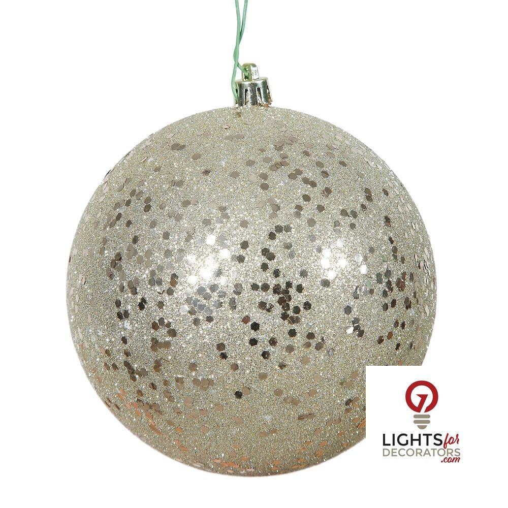 8" Shatterproof Ball Ornament - Champagne - Pearl - UV Treated