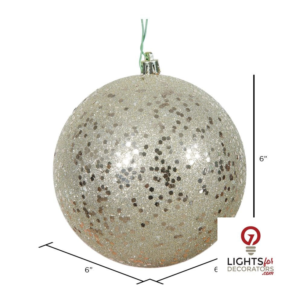 8" Shatterproof Ball Ornament - Champagne - Pearl - UV Treated — alternate view