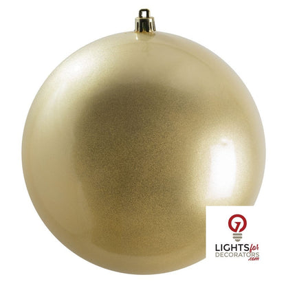 6" Shatterproof Ball Ornament - Champagne - Shiny - UV Treated - Set of 4