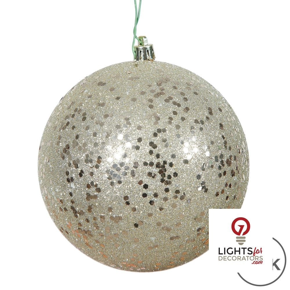 8" Shatterproof Ball Ornament - Champagne - Pearl - UV Treated — alternate view
