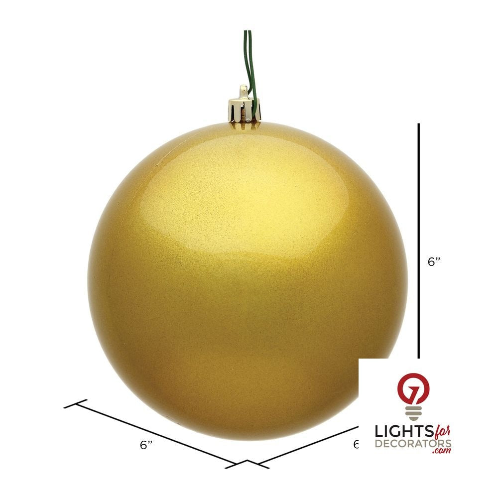 6" Shatterproof Ball Ornament - Gold - Shiny - UV Treated - Set of 4 — alternate view