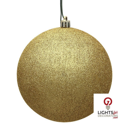 6" Shatterproof Ball Ornament - Gold - Sequin - Set of 4