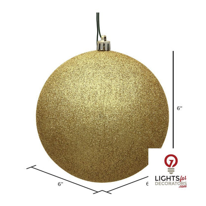 6" Shatterproof Ball Ornament - Gold - Sequin - Set of 4 — alternate view