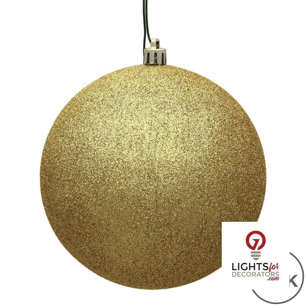 6" Shatterproof Ball Ornament - Gold - Sequin - Set of 4 — alternate view