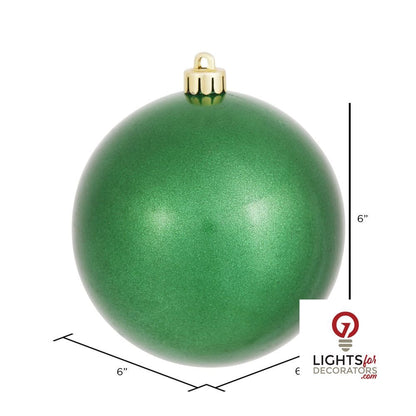 6" Shatterproof Ball Ornament - Green - Shiny - UV Treated - Set of 4 — alternate view