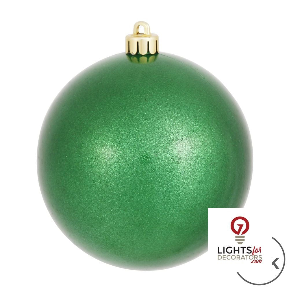 6" Shatterproof Ball Ornament - Green - Shiny - UV Treated - Set of 4 — alternate view