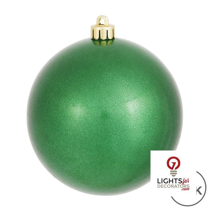 6" Shatterproof Ball Ornament - Green - Shiny - UV Treated - Set of 4 — alternate view
