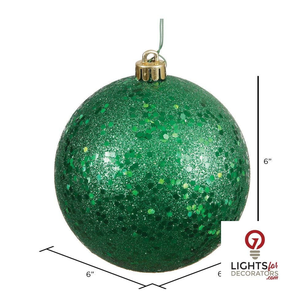 8" Shatterproof Ball Ornament - Green - Pearl - UV Treated — alternate view