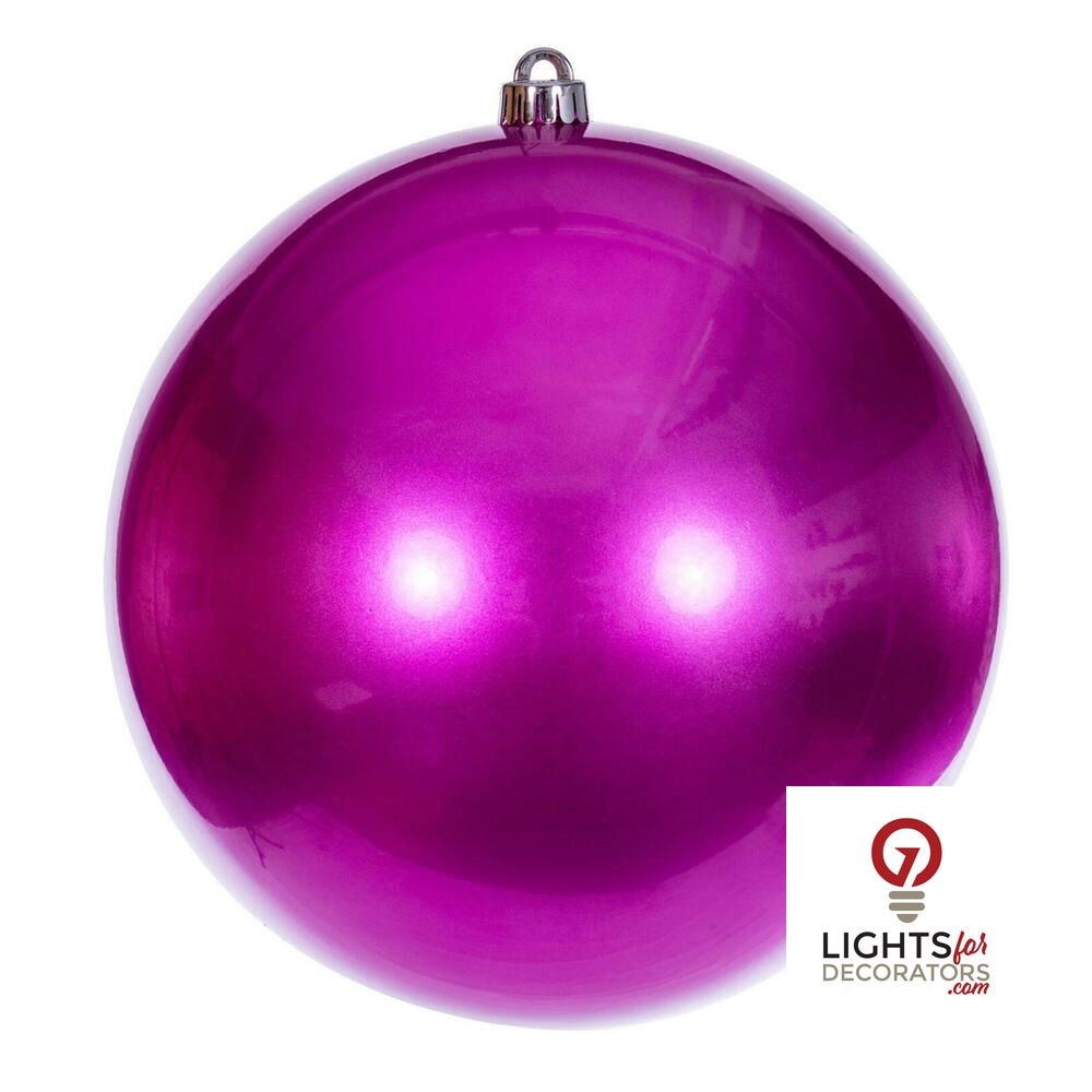 8" Shatterproof Ball Ornament - Hot Pink - Shiny - UV Treated