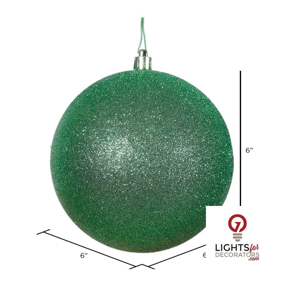 6" Shatterproof Ball Ornament - Green - Sequin - Set of 4 — alternate view