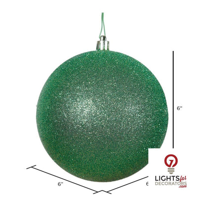 6" Shatterproof Ball Ornament - Green - Sequin - Set of 4 — alternate view