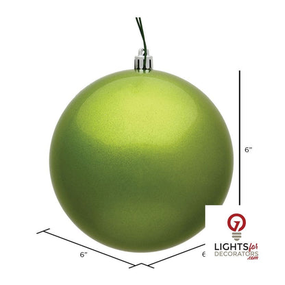 6" Shatterproof Ball Ornament - Lime - Shiny - UV Treated - Set of 4 — alternate view