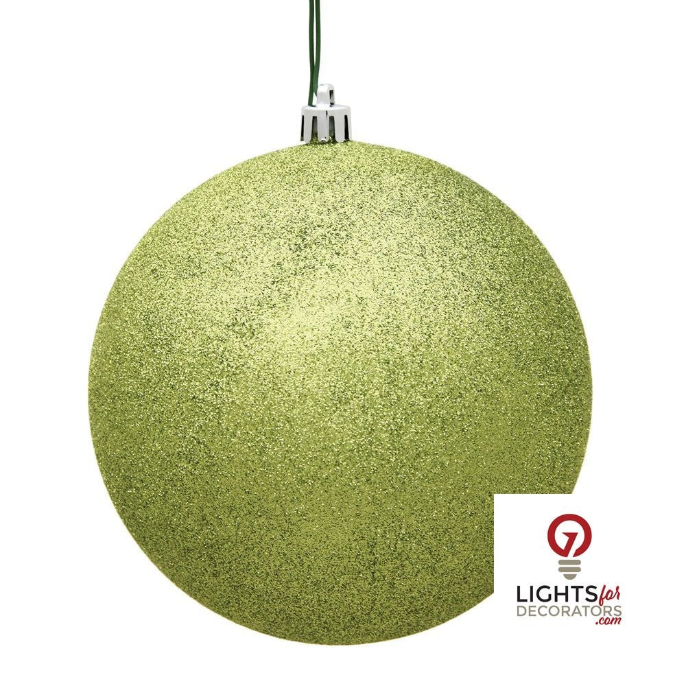 6" Shatterproof Ball Ornament - Lime - Sequin - Set of 4