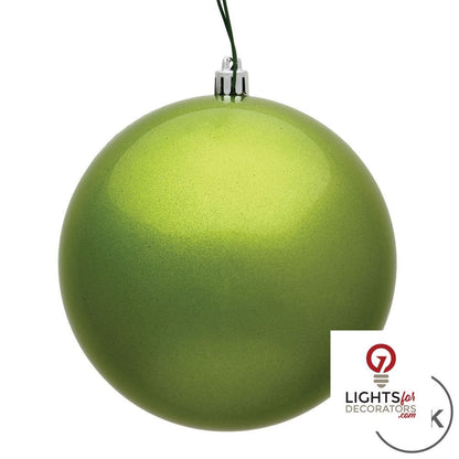 6" Shatterproof Ball Ornament - Lime - Shiny - UV Treated - Set of 4 — alternate view