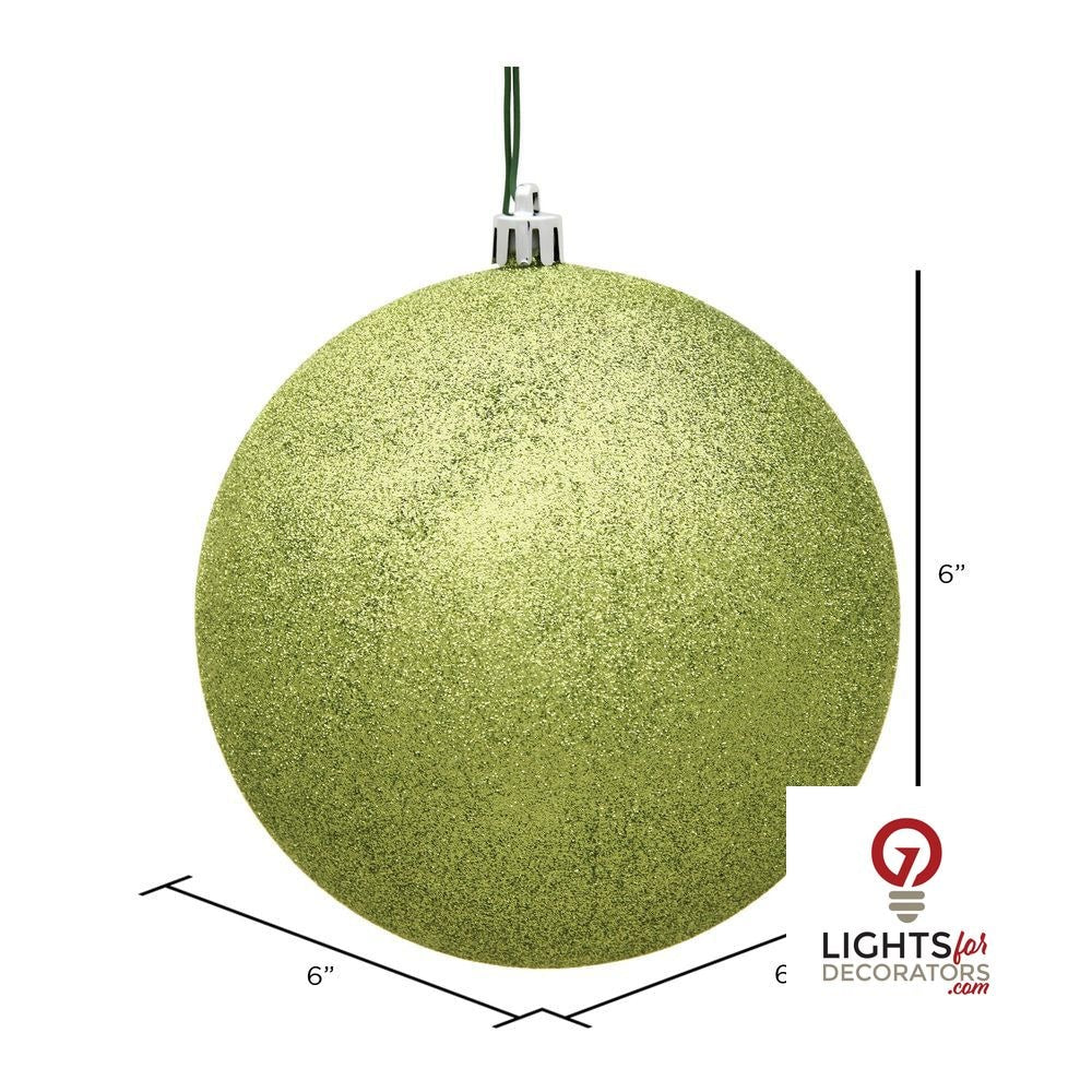 6" Shatterproof Ball Ornament - Lime - Sequin - Set of 4 — alternate view