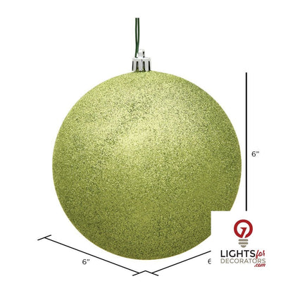 6" Shatterproof Ball Ornament - Lime - Sequin - Set of 4 — alternate view