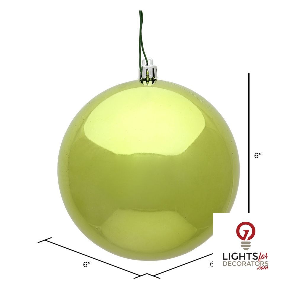 8" Shatterproof Ball Ornament - Lime - Shiny - UV Treated — alternate view