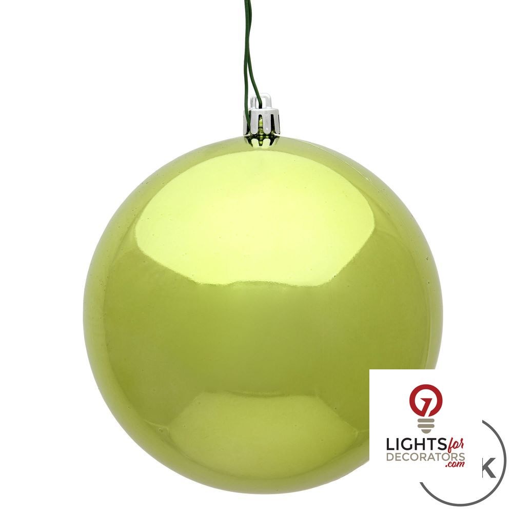 8" Shatterproof Ball Ornament - Lime - Shiny - UV Treated — alternate view