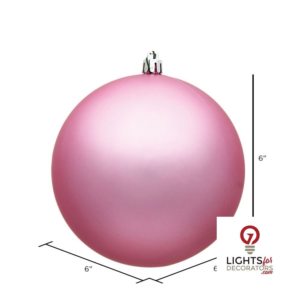 8" Shatterproof Ball Ornament - Pink - Shiny - UV Treated — alternate view
