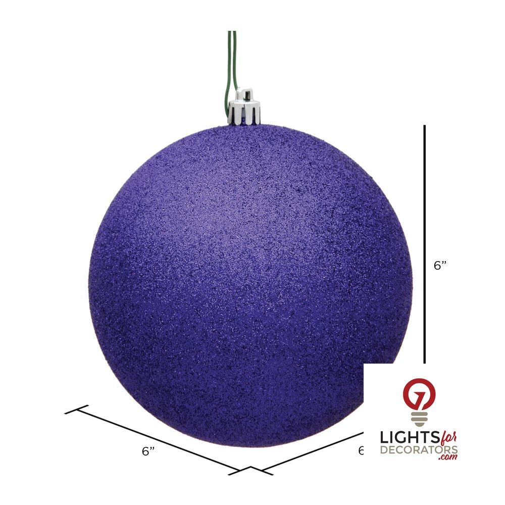 6" Shatterproof Ball Ornament - Purple - Sequin - Set of 4 — alternate view
